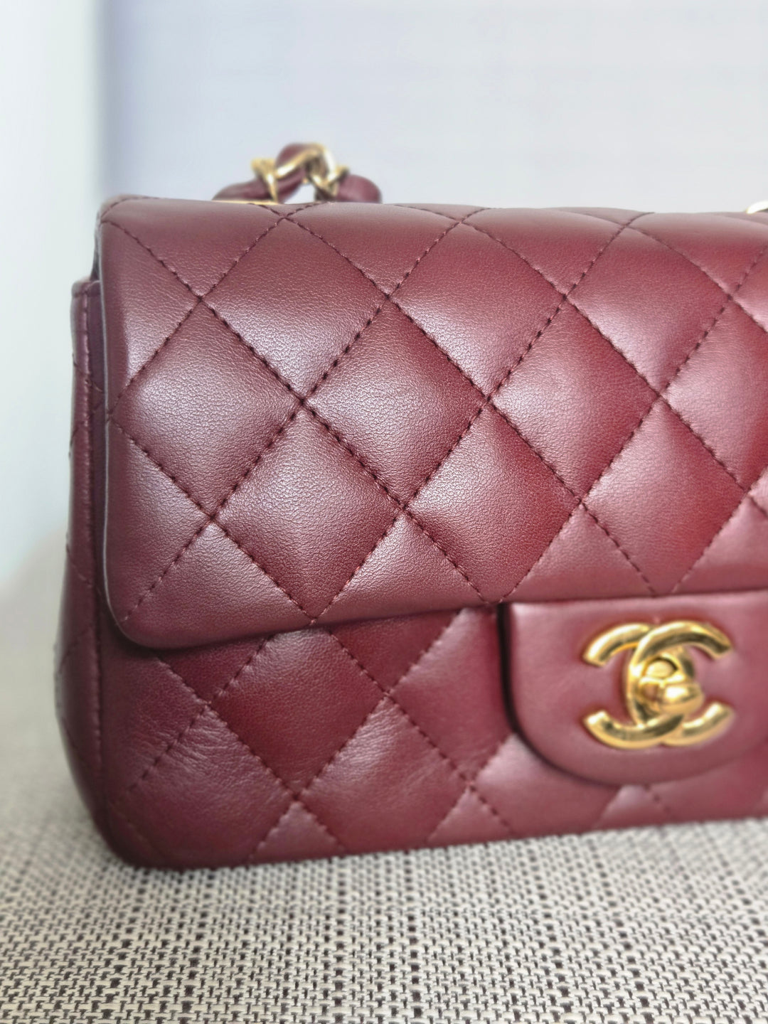 Chanel series 21 2015 15B Collection Burgundy Lambskin GHW Mini Rectangular Flap Bag