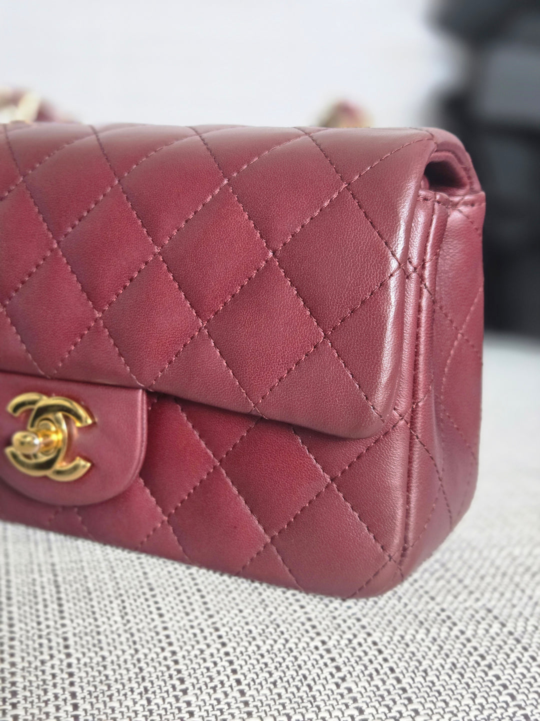 Chanel series 21 2015 15B Collection Burgundy Lambskin GHW Mini Rectangular Flap Bag