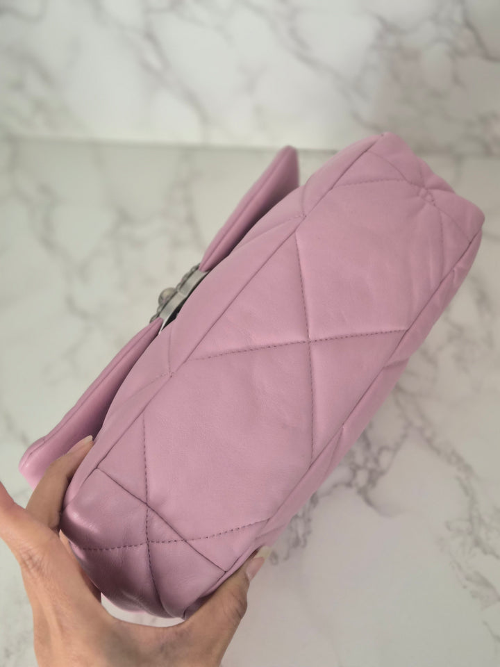 CHANEL 19 size Small in Pink Lambskin SHW 22B 2022 Flap Bag with Top Handle