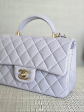 Load image into Gallery viewer, Chanel Light Purple/Lavender Lambskin Aged GHW Mini Rectangular Flap Bag with Top Handle
