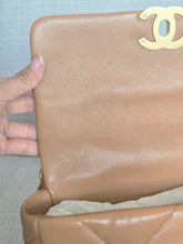 Load image into Gallery viewer, Chanel 19 in 22A/K collection Caramel Brown Lambskin with mixed HW Flap Bag size Small 26 cms
