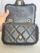 Load image into Gallery viewer, Chanel 24K 2024 Collection Black Teddy Shearling Black Lambskin Mini Rectangular Flap Bag
