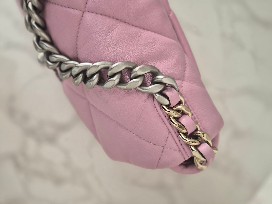 CHANEL 19 size Small in Pink Lambskin SHW 22B 2022 Flap Bag with Top Handle