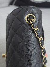 Load image into Gallery viewer, Chanel 17C series 23 Black caviar Champagne GHW Classic Mini Rectangular Flap Bag with Edge Stitching
