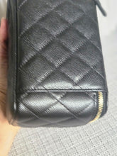 Load image into Gallery viewer, Chanel Black Caviar champagne GHW Small Vanity Case with Chain
