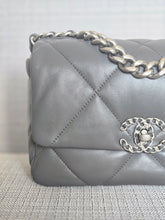Load image into Gallery viewer, Chanel 19 size Small From 2022 in Dark grey Lambskin Mixed GHW with Silver colourway Flap Bag with Top Handle
