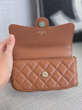 Load image into Gallery viewer, Chanel 2023 Caramel Brown Caviar Champagne GHW New Style Wallet on chain (WOC)
