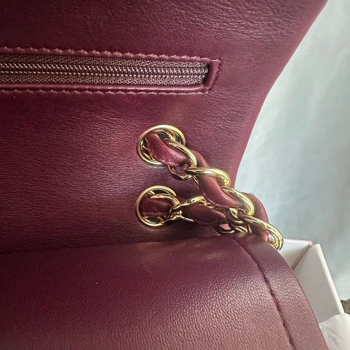 CHANEL series 16 Burgundy Lambskin LGHW Jumbo Timeless Classic Double Flap Bag 2012