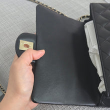 Load image into Gallery viewer, Chanel Black Lambskin Top Handle Mini Rectangular Flap Bag with Champagne GHW
