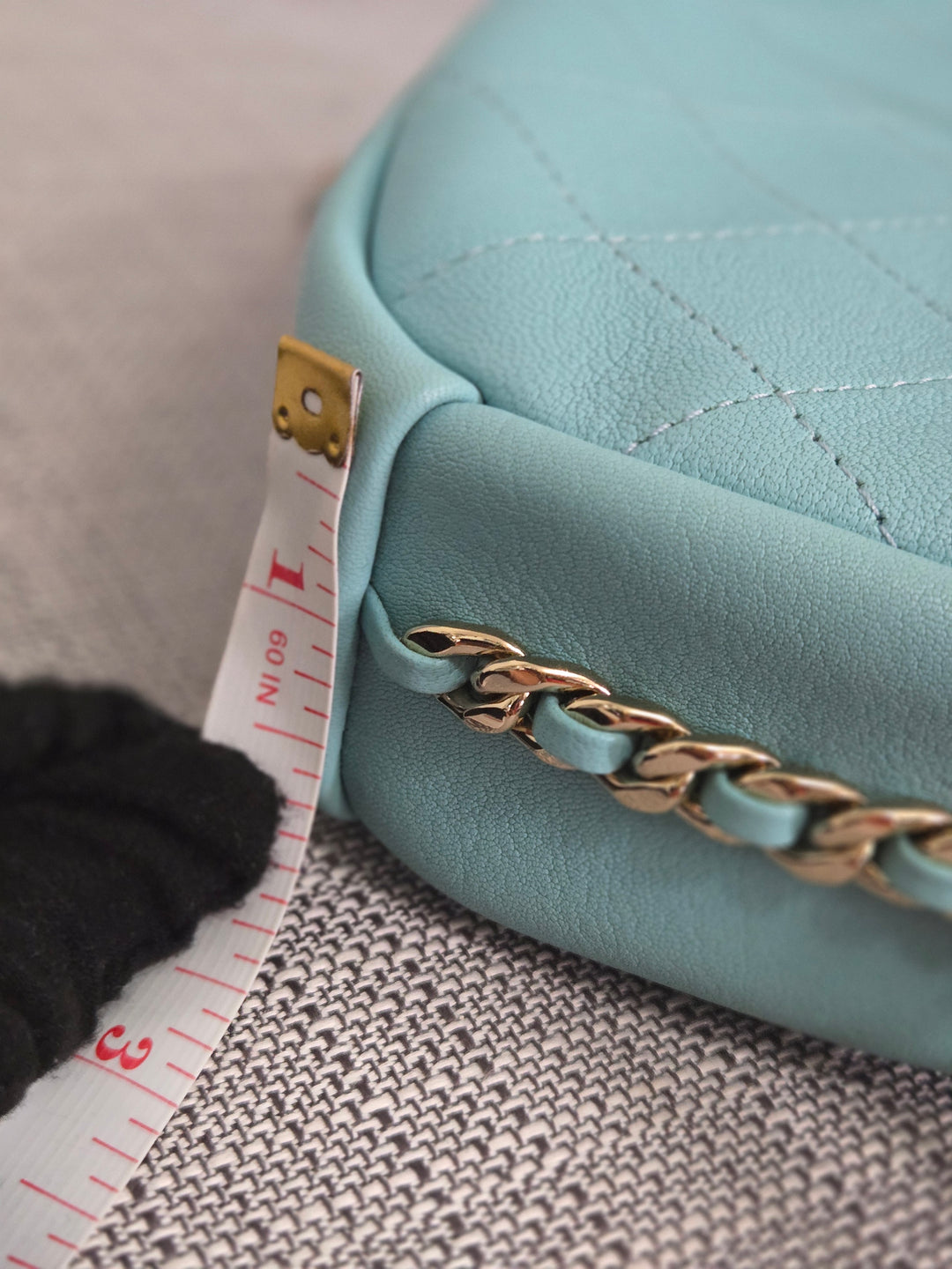 Chanel Series 26 2018/2019 19C Tiffany Blue Calfskin Casual Trip Camera Case Bag with Champagne GHW