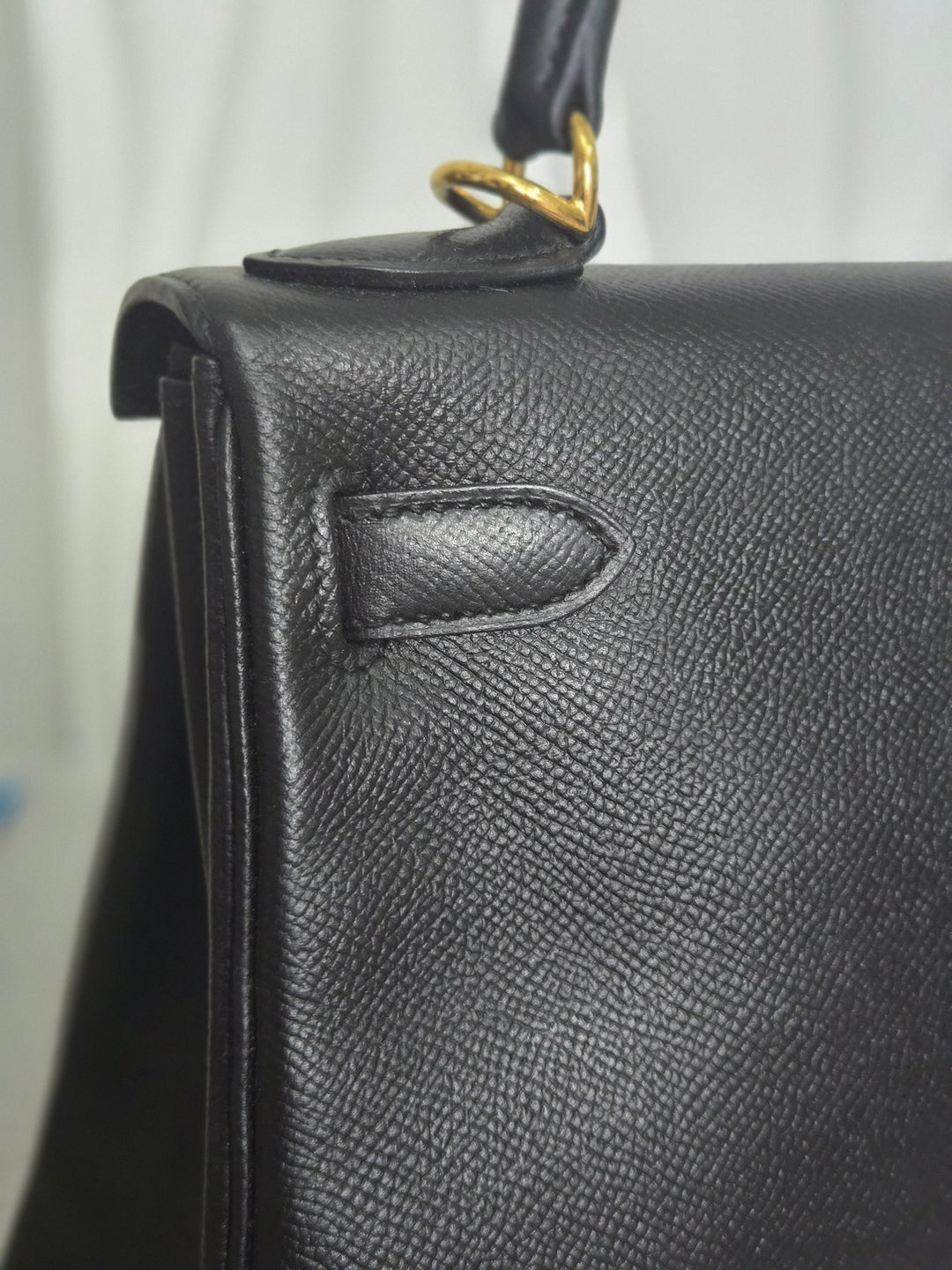 Hermes Noir/Black Epsom Leather GHW Kelly 28 stamp N 2010