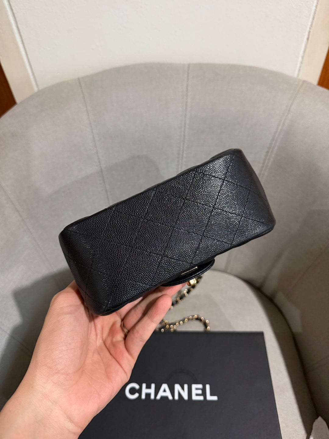 CHANEL series 23 17C Black Caviar LGHW Square mini flap bag with edge stitchings RARE combo 2016/2017