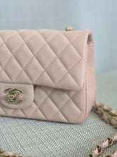 Load image into Gallery viewer, Chanel 23S 2023 Spring/Summer Collection Light Pink Lambskin champagne GHW Mini Rectangular Flap Bag
