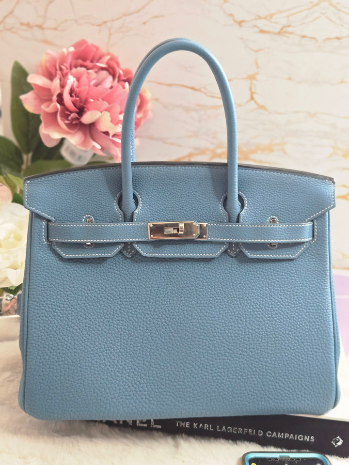 Hermes Birkin 35 Bleu Jean Togo Leather PHW Stamp J in Sq