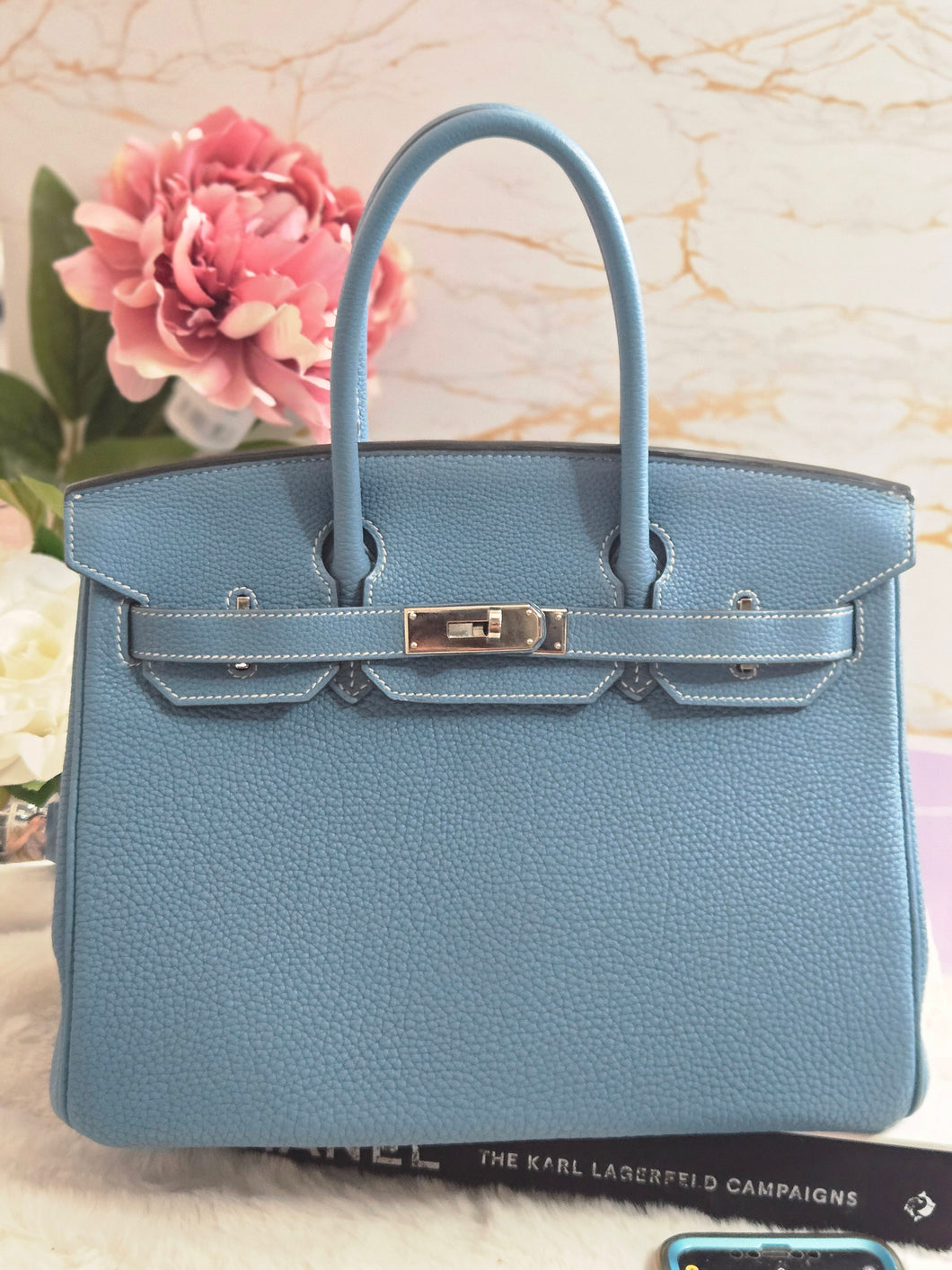 Hermes Birkin 35 Bleu Jean Togo Leather PHW Stamp J in Sq