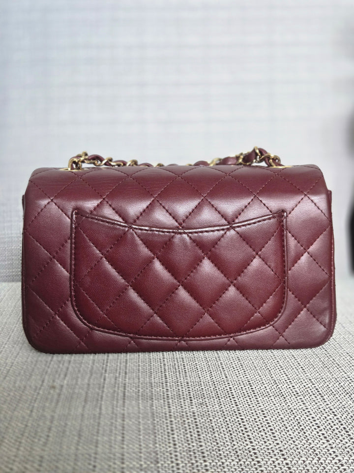 Chanel series 21 2015 15B Collection Burgundy Lambskin GHW Mini Rectangular Flap Bag