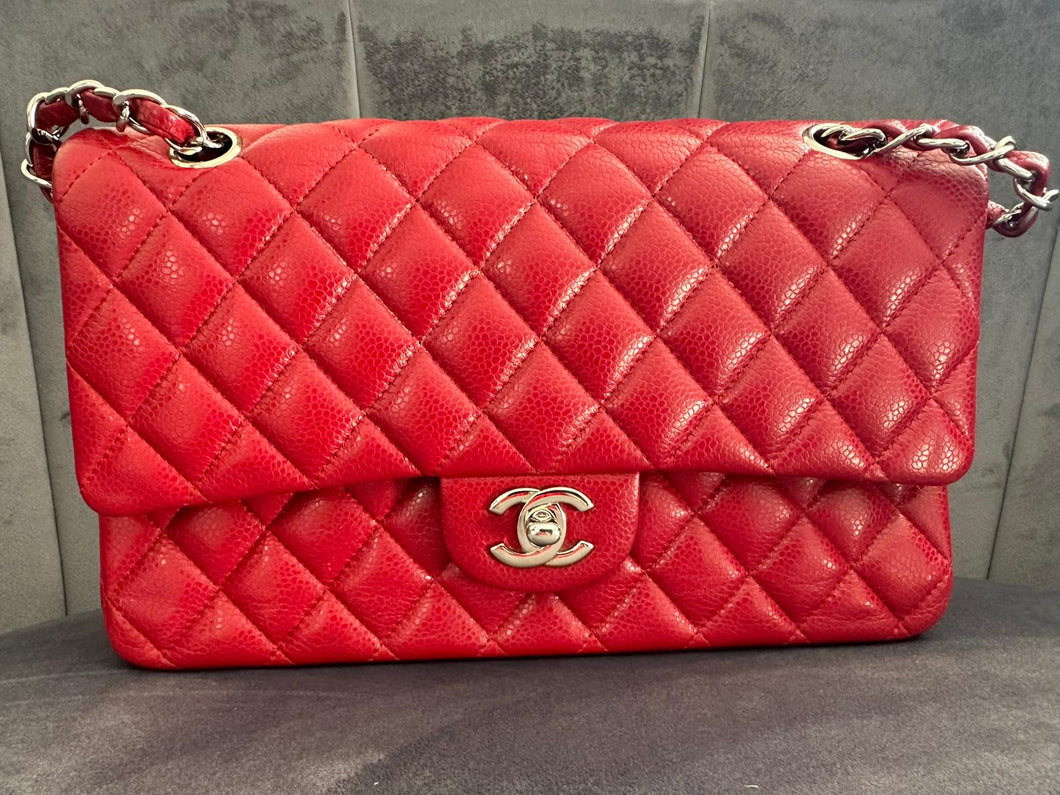 CHANEL 12A series 16 2012 Red Caviar SHW Medium Timeless ML Classic Double Flap Bag