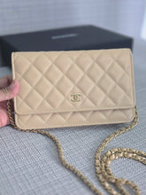 Load image into Gallery viewer, Chanel Beige Clair Caviar GHW Classic Wallet on Chain (WOC)
