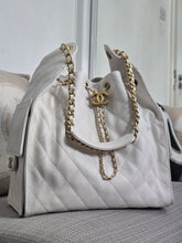 Load image into Gallery viewer, Chanel 25 White Caviar Aged GHW Hobo Bag size Medium with Detachable Pouch
