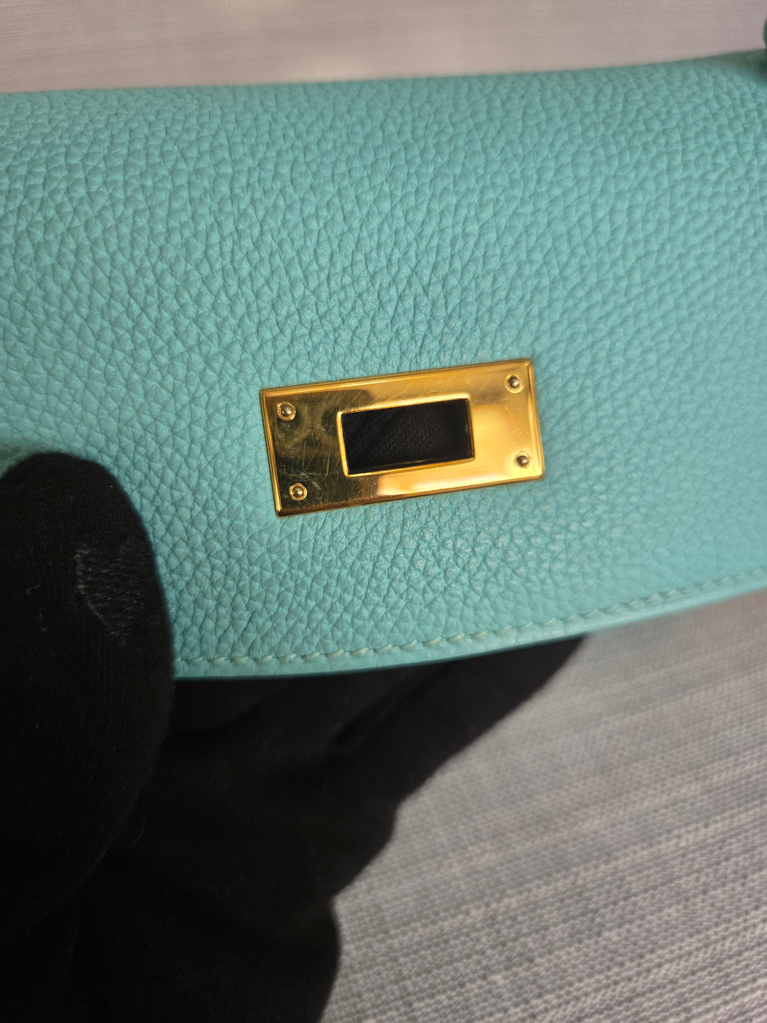 Hermes Kelly 28 in Bleu Atoll Togo Leather GHW