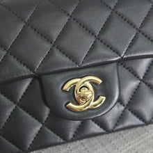 Load image into Gallery viewer, Chanel Black Lambskin Top Handle Mini Rectangular Flap Bag with Champagne GHW
