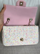 Load image into Gallery viewer, Chanel 25C 2025 Cruise Collection Multi-colored Tweed Champagne GHW Mini rectangular flap bag
