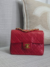 Load image into Gallery viewer, Chanel series 1 Red Lambskin 24K GHW Vintage Classic Mini Flap Bag
