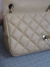 Load image into Gallery viewer, Chanel 22C 2022/2023 Cruise Collection Beige Lambskin Classic Mini Rectangular Flap Bag with Champagne GHW
