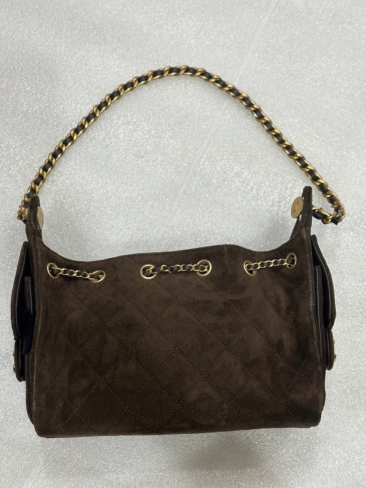 CHANEL 26C Brown Suede Aged GHW Mini 25 Hobo Bag