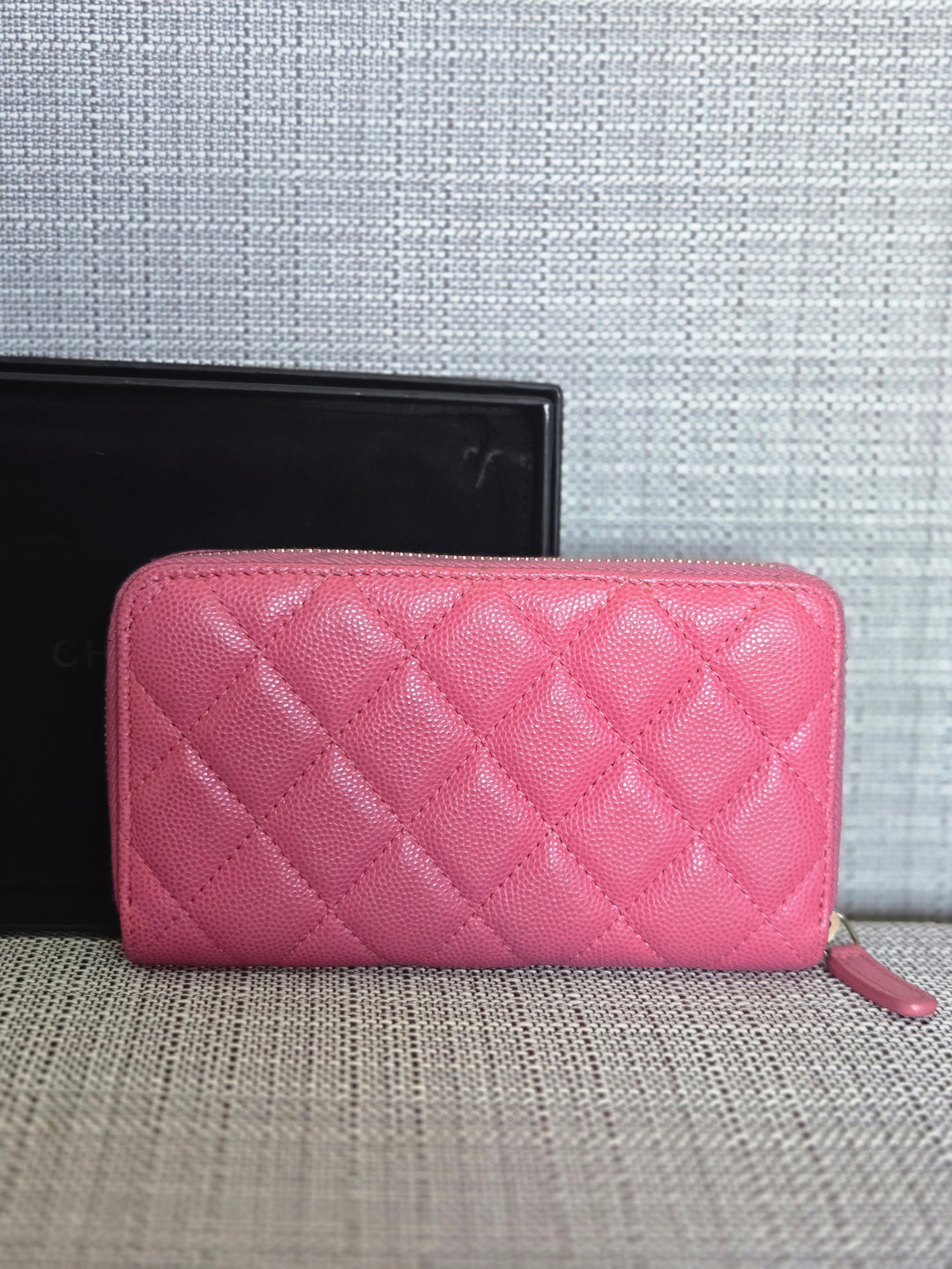 Chanel series 27 2019 19C collection Barbie Bright Pink Caviar LGHW Medium Zippy Wallet 6 inches