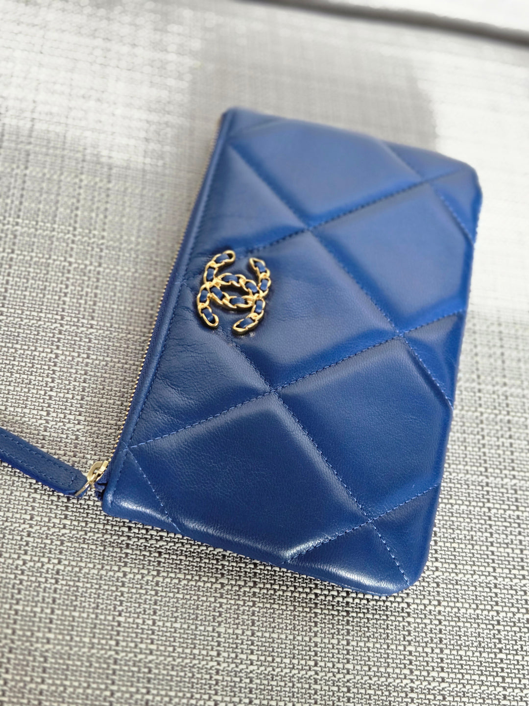 Chanel series 29 Blue goatskin GHW Small O Case/Pouch 8 inches