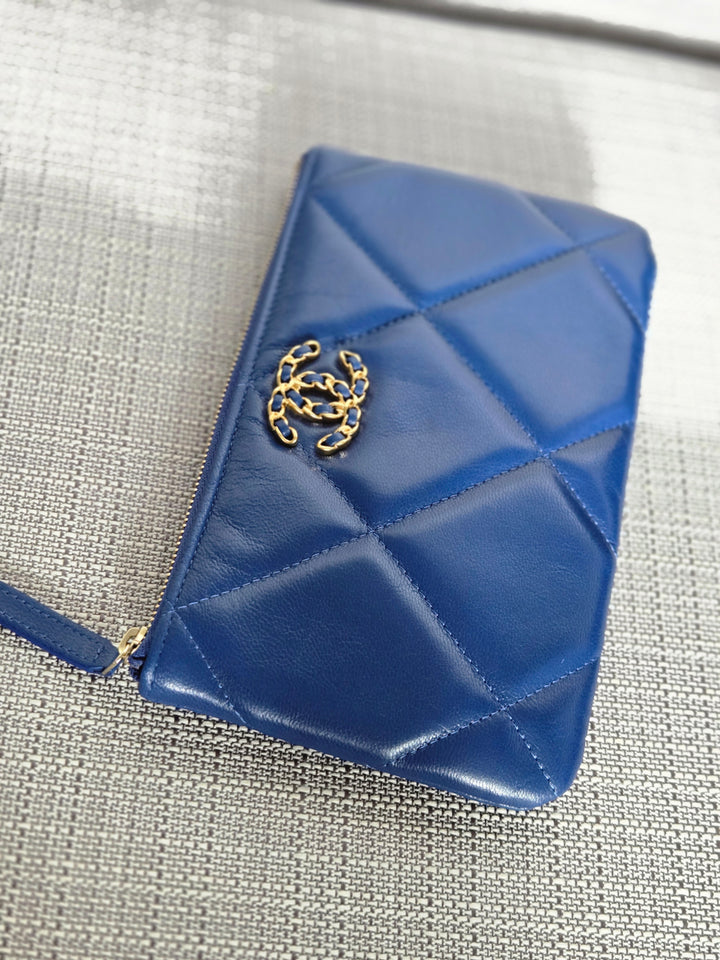 Chanel series 29 Blue goatskin GHW Small O Case/Pouch 8 inches