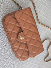 Load image into Gallery viewer, Chanel 2023 Caramel Brown Caviar Champagne GHW New Style Wallet on chain (WOC)
