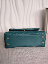 Load image into Gallery viewer, CHANEL series 27 2018 Teal caviar aged GHW SMALL coco handle flap bag with detachable strap
