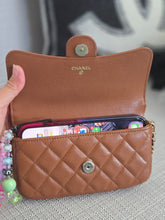 Load image into Gallery viewer, Chanel 2023 Caramel Brown Caviar Champagne GHW New Style Wallet on chain (WOC)
