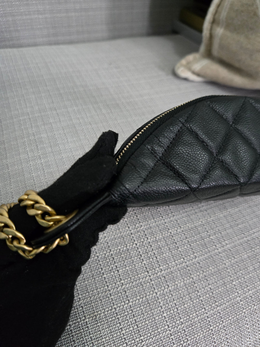 Chanel 24B 2024 Fall/Winter Black Caviar GHW Sweetheart Adjustable chain Waist Bag/Fanny Bag/Bum Bag