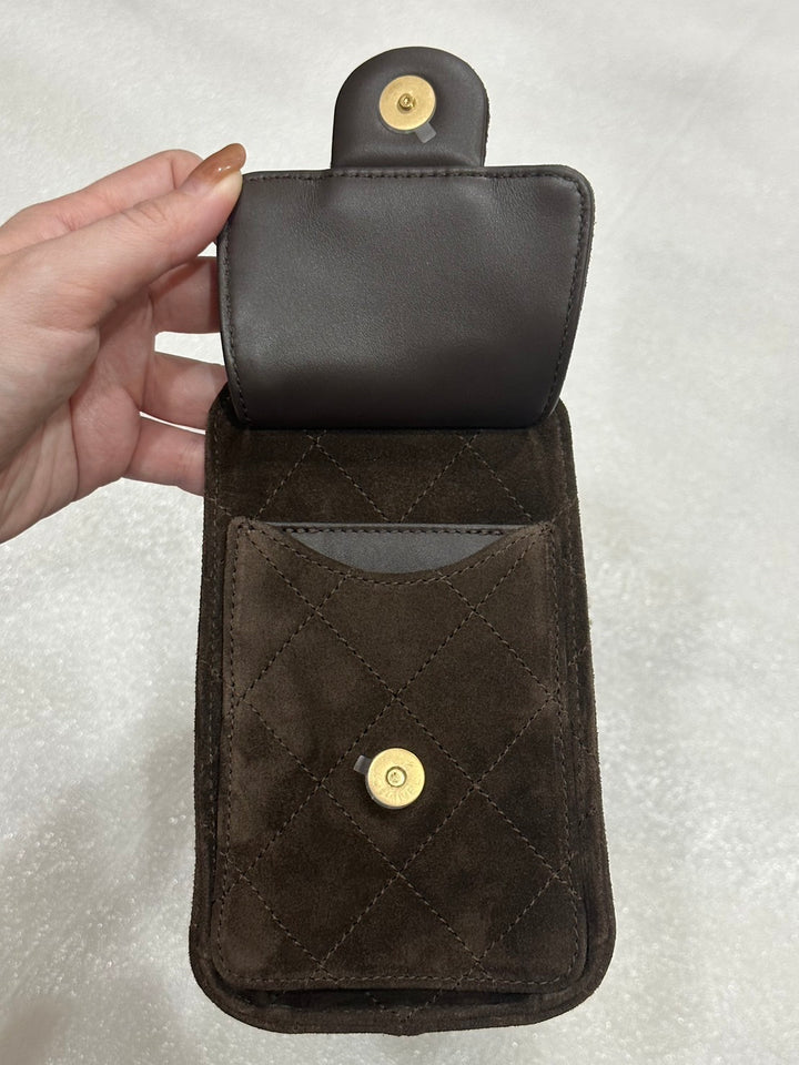 CHANEL 26C Brown Suede Aged GHW Mini 25 Hobo Bag