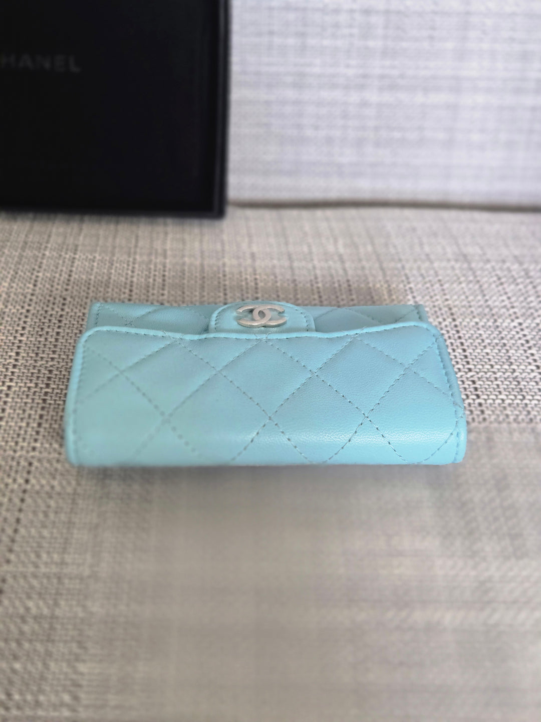 Chanel series 31 21S collection Bright Blue Lambskin SHW Flap Card Holder