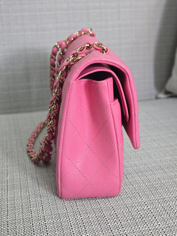 Chanel 21P 2021 Pre spring/summer collection Pink Caviar Champagne GHW 11.12 Timeless Classic Medium ML Double Flap Bag