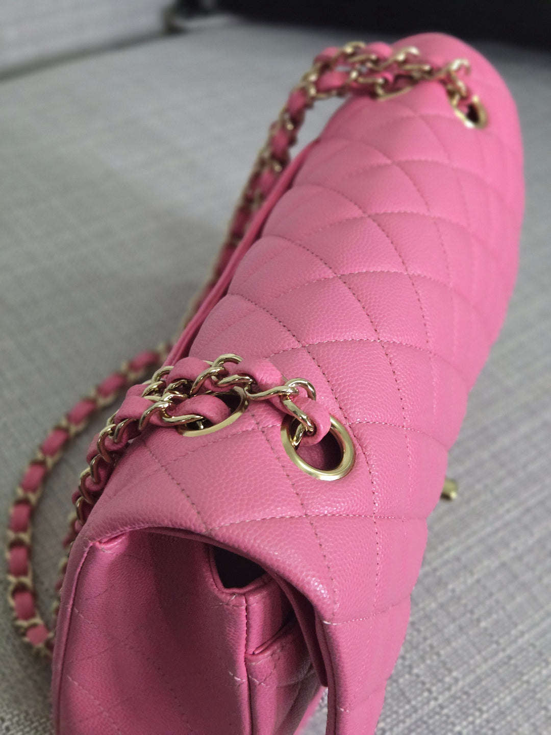 Chanel 21P 2021 Pre spring/summer collection Pink Caviar Champagne GHW 11.12 Timeless Classic Medium ML Double Flap Bag