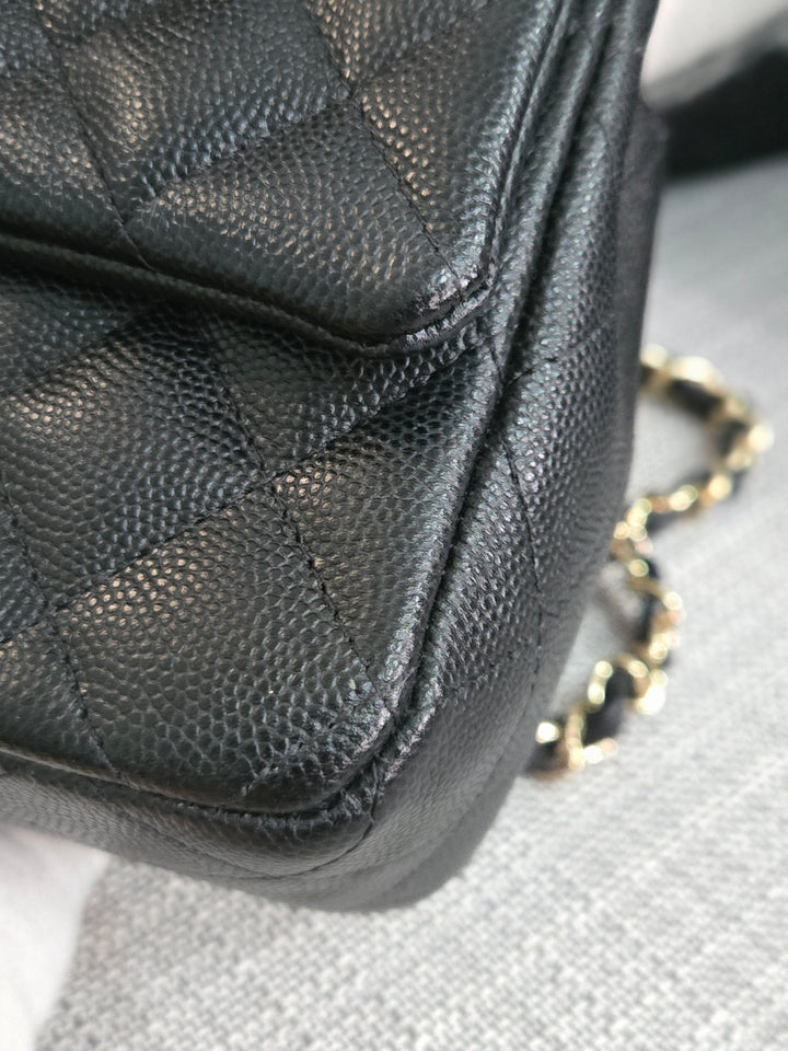 Chanel series 26 18B Collection Black Caviar Classic Mini Rectangular Flap Bag with champagne GHW