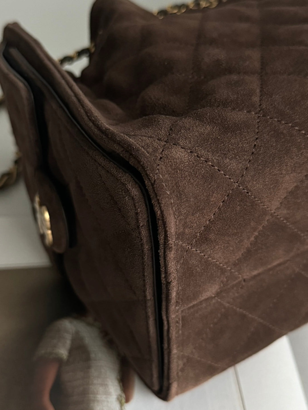 CHANEL 26C 2025/2026 Brown Suede Leather Aged GHW 25 Hobo Bag size Small