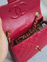 Load image into Gallery viewer, Chanel series 1 Red Lambskin 24K GHW Vintage Classic Mini Flap Bag
