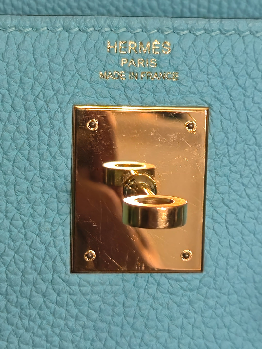 Hermes Kelly 28 in Bleu Atoll Togo Leather GHW