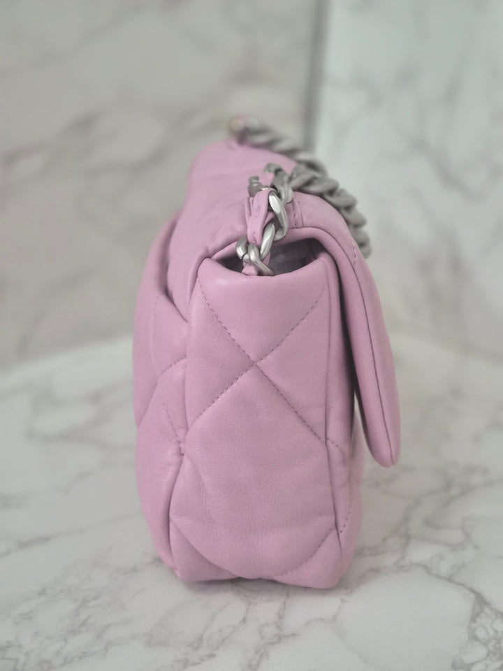 CHANEL 19 size Small in Pink Lambskin SHW 22B 2022 Flap Bag with Top Handle