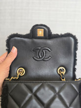 Load image into Gallery viewer, Chanel 24K 2024 Collection Black Teddy Shearling Black Lambskin Mini Rectangular Flap Bag
