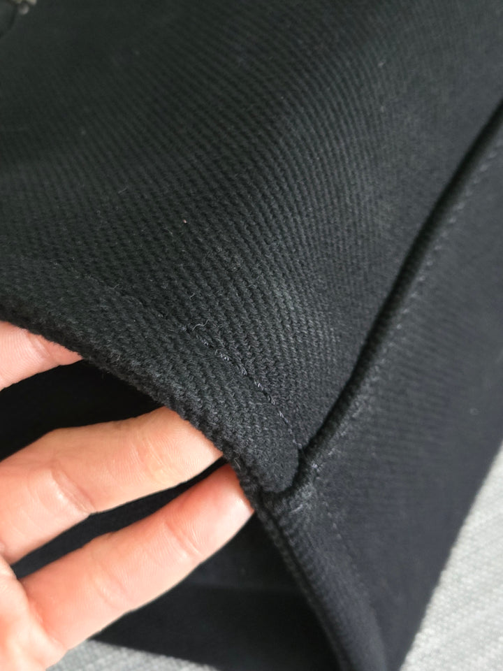 Chanel 20S 2020 Spring/Summer Collecion Black Canvas With Pearl Embossed Deauville Tote Bag with Leather Top Handle Size Medium/Large