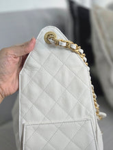 Load image into Gallery viewer, Chanel 25 White Caviar Aged GHW Hobo Bag size Medium with Detachable Pouch
