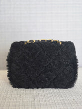 Load image into Gallery viewer, Chanel 24K 2024 Collection Black Teddy Shearling Black Lambskin Mini Rectangular Flap Bag
