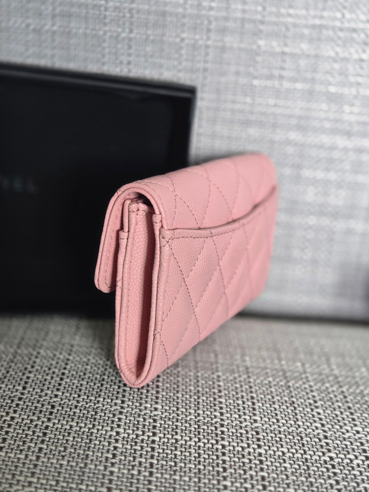 Chanel series 31 2021/2022 22C Pink Caviar LGHW Flap card holder